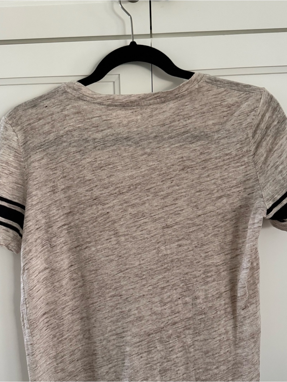 Madewell Top Womens XS Beige Linen Striped Short Sleeve Crewneck Coastal Beachy - Picture 6 of 10